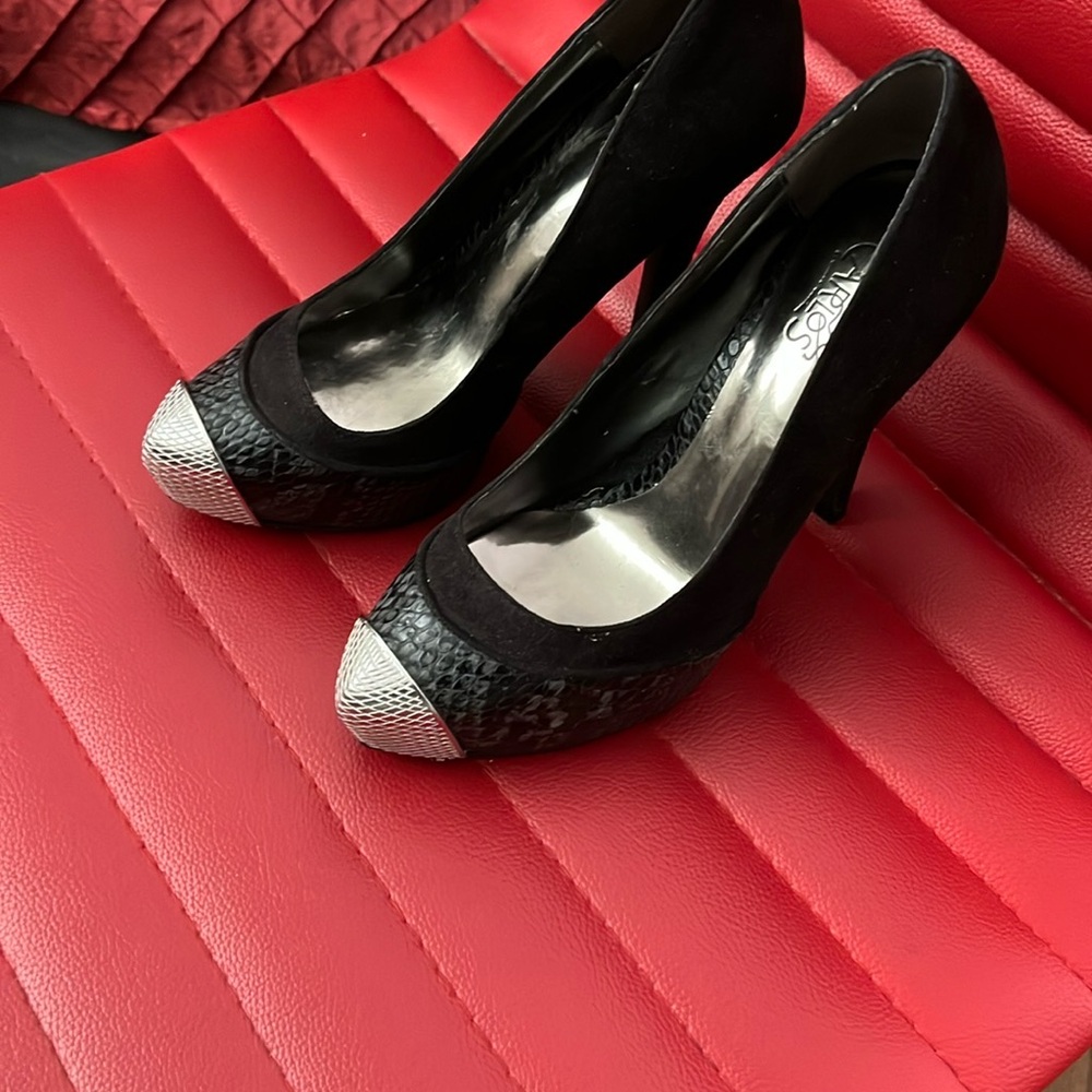 Sophisticated Black and Silver Stiletto Heels